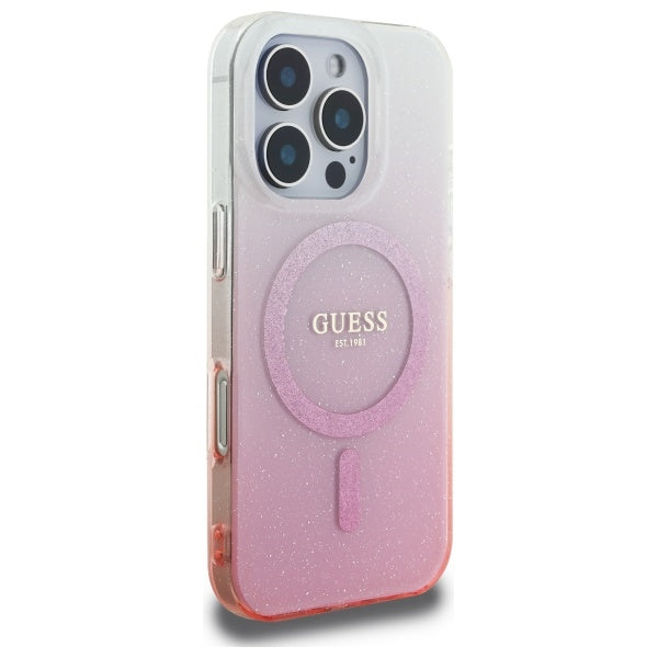 Ovitek MagSafe za Apple iPhone 16 Pro, Guess, IML Glitter Gradient, Roza