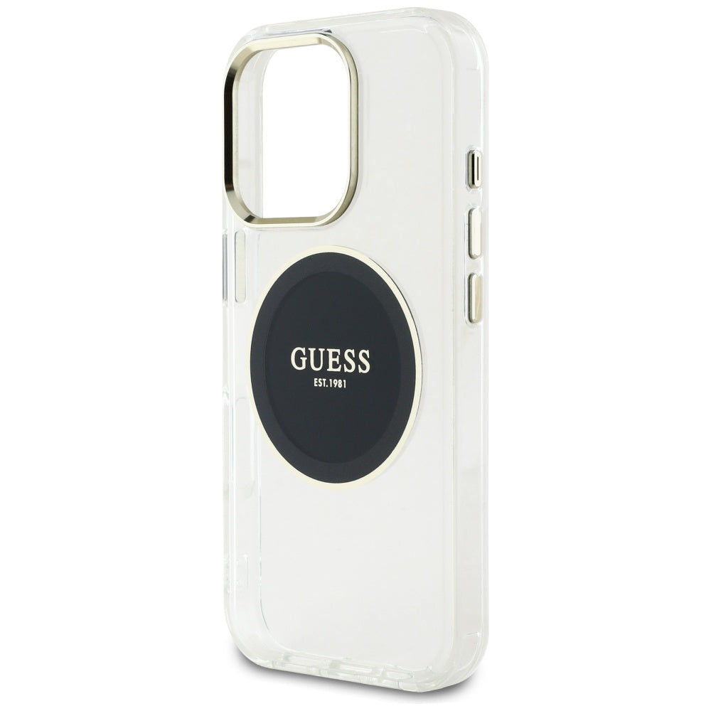 Ovitek MagSafe za Apple iPhone 16 Pro, Guess, IML Metal Colored Circle, črn