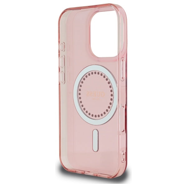 Ovitek MagSafe za Apple iPhone 16 Pro, Guess, IML Rhinestone, Roza