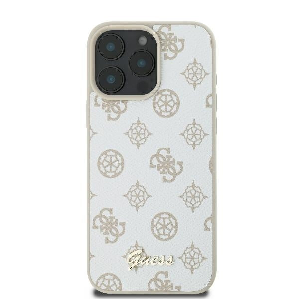 MagSafe ovitek za Apple iPhone 16 Pro, Guess, Peony Script, Bela