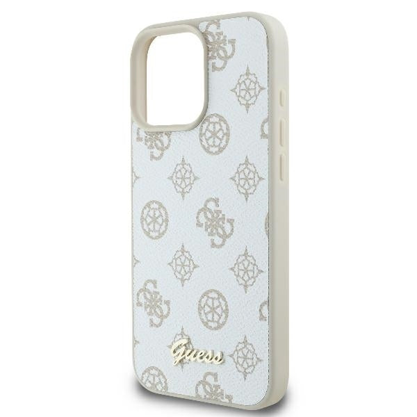 MagSafe ovitek za Apple iPhone 16 Pro, Guess, Peony Script, Bela