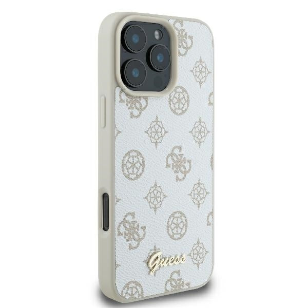 MagSafe ovitek za Apple iPhone 16 Pro, Guess, Peony Script, Bela