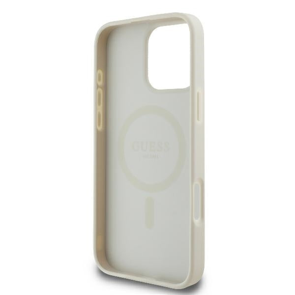 MagSafe ovitek za Apple iPhone 16 Pro, Guess, Peony Script, Bela