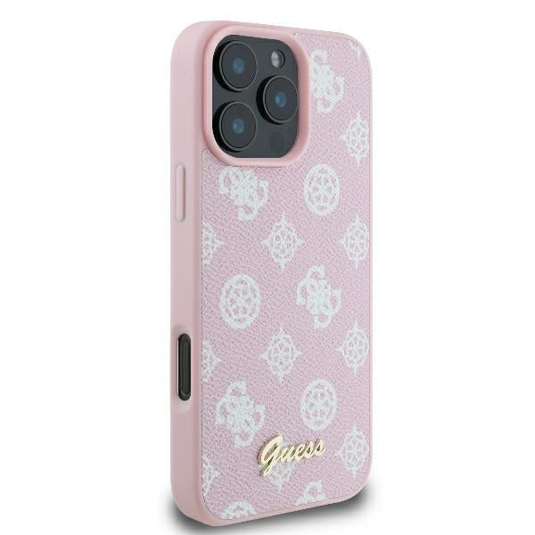 MagSafe ovitek za Apple iPhone 16 Pro, Guess, Peony Script, Roza