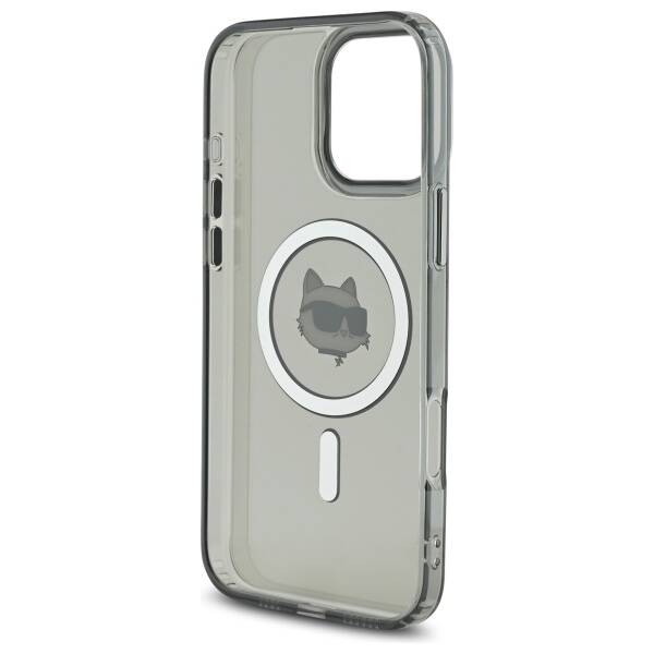 Ovitek MagSafe za Apple iPhone 16 Pro, Karl Lagerfeld, IML Metal Choupette's Head, Črn