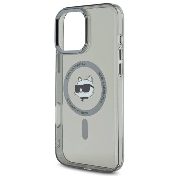 Ovitek MagSafe za Apple iPhone 16 Pro, Karl Lagerfeld, IML Metal Choupette's Head, Črn