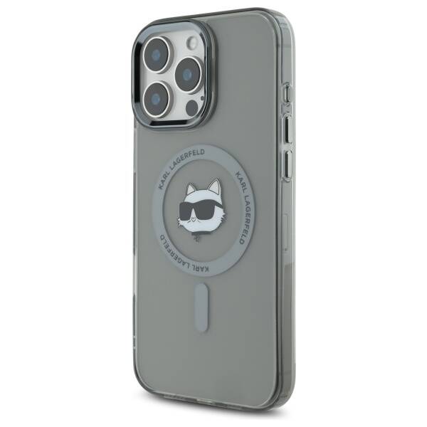 Ovitek MagSafe za Apple iPhone 16 Pro, Karl Lagerfeld, IML Metal Choupette's Head, Črn