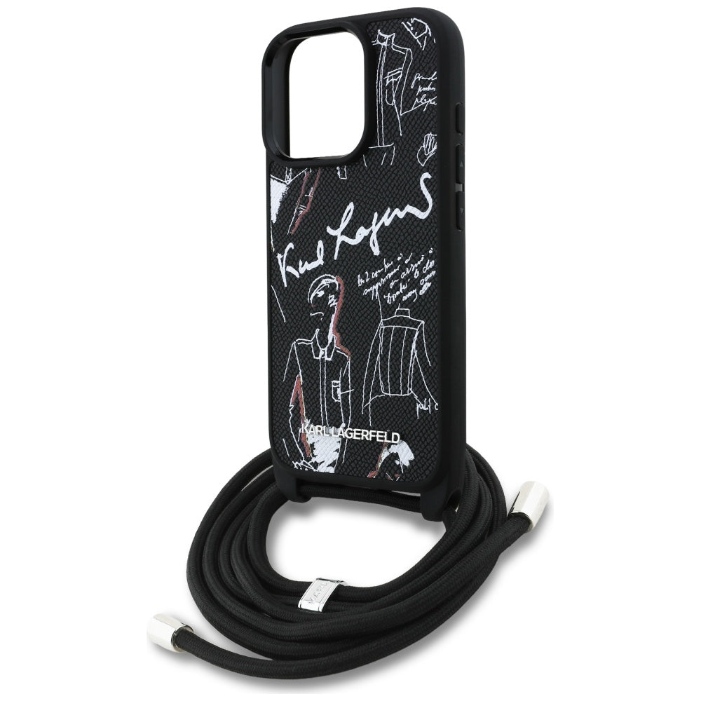MagSafe ovitek za Apple iPhone 16 Pro, Karl Lagerfeld, Saffiano Crossbody, črn