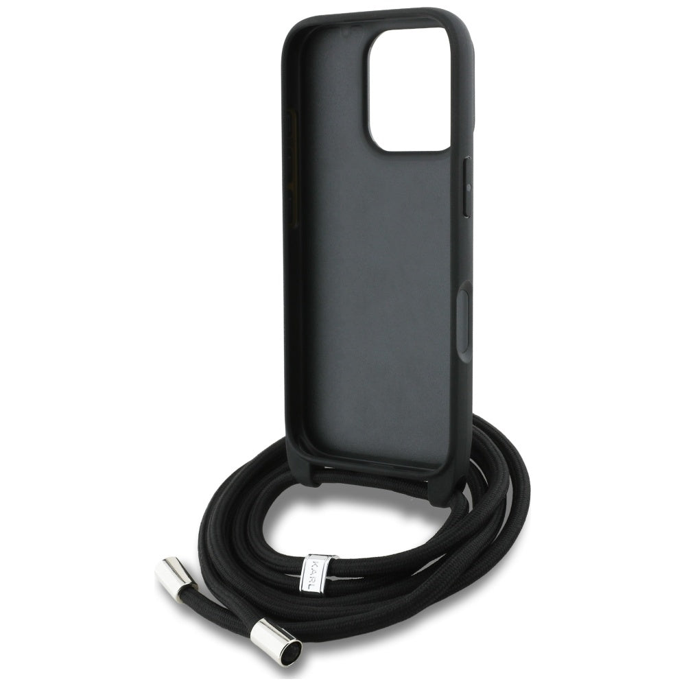 MagSafe ovitek za Apple iPhone 16 Pro, Karl Lagerfeld, Saffiano Crossbody, črn