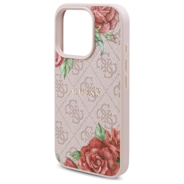 Ovitek MagSafe za Apple iPhone 16 Pro Max, Guess, 4G Flowers Print, Roza