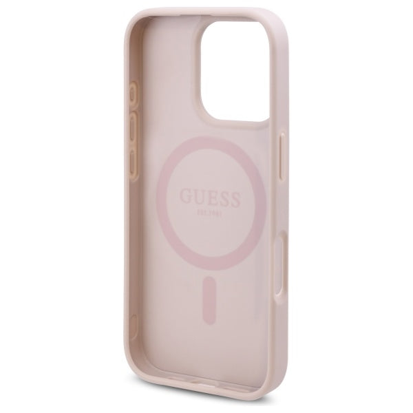 Ovitek MagSafe za Apple iPhone 16 Pro Max, Guess, 4G Flowers Print, Roza