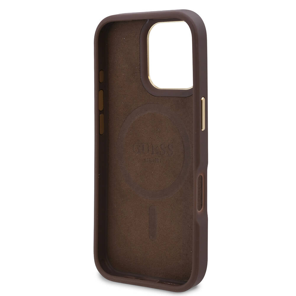 MagSafe ovitek za Apple iPhone 16 Pro Max, Guess, 4G Logo Plate, Modra