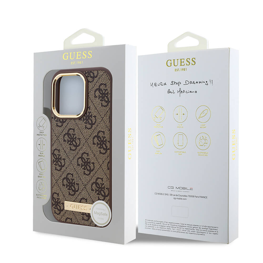 MagSafe ovitek za Apple iPhone 16 Pro Max, Guess, 4G Logo Plate, Modra
