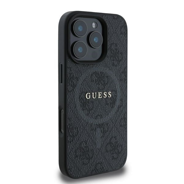 Ovitek MagSafe za Apple iPhone 16 Pro Max, Guess, 4G Ring Classic Logo, črn