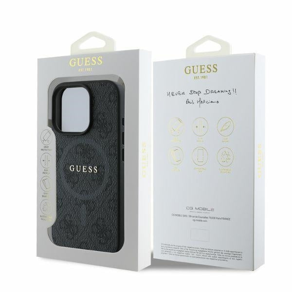 Ovitek MagSafe za Apple iPhone 16 Pro Max, Guess, 4G Ring Classic Logo, črn