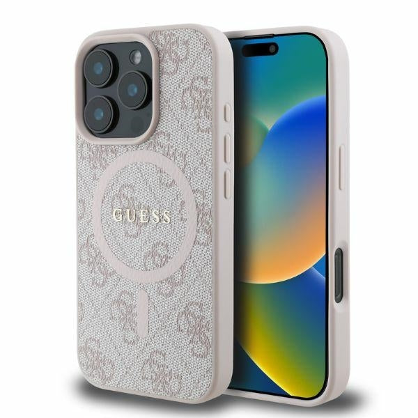 Ovitek MagSafe za Apple iPhone 16 Pro Max, Guess, 4G Ring Classic Logo, Roza