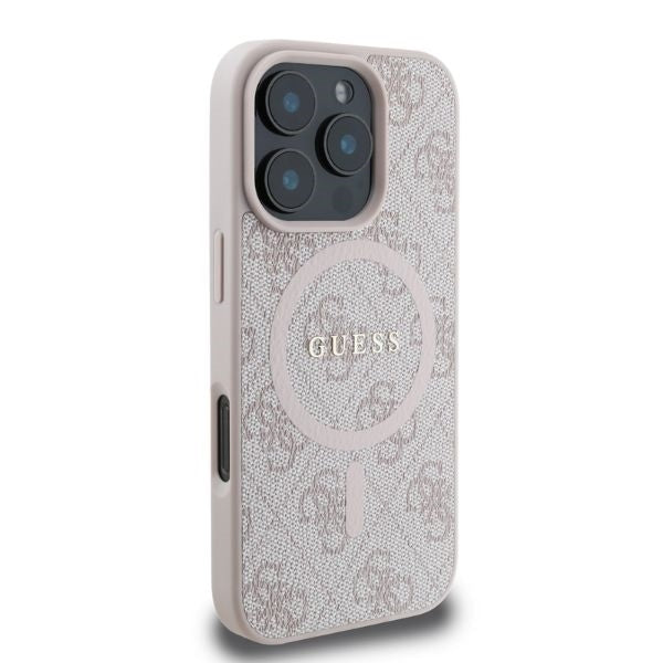 Ovitek MagSafe za Apple iPhone 16 Pro Max, Guess, 4G Ring Classic Logo, Roza
