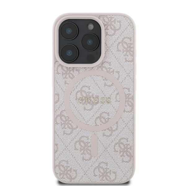 Ovitek MagSafe za Apple iPhone 16 Pro Max, Guess, 4G Ring Classic Logo, Roza