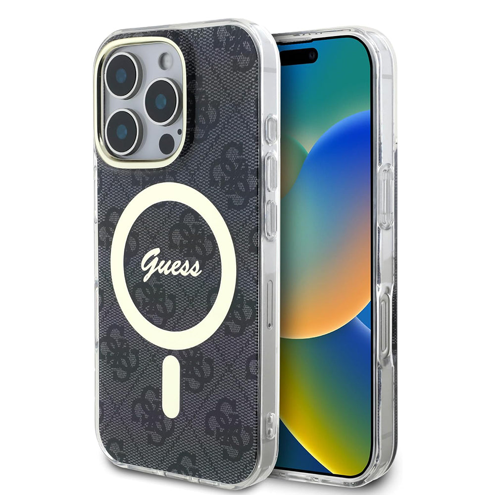 Ovitek MagSafe za Apple iPhone 16 Pro Max, Guess, IML 4G, Črn