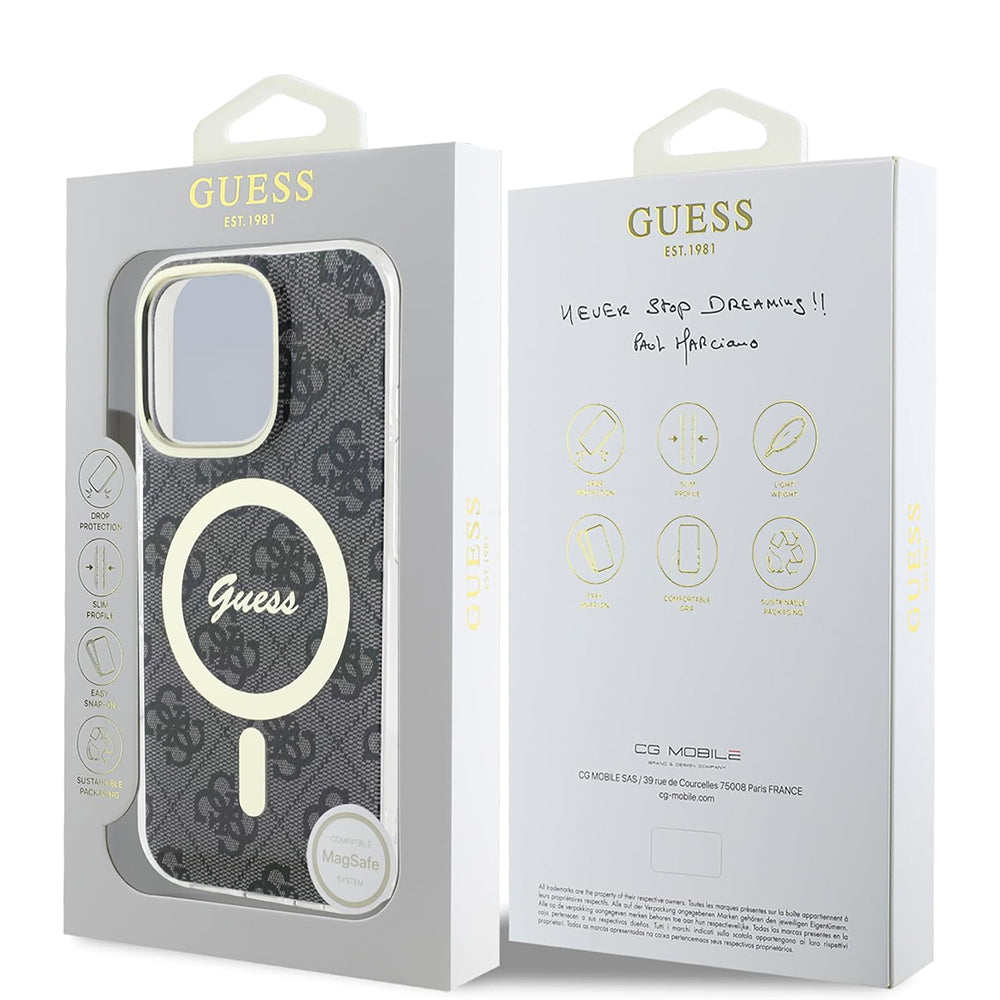 Ovitek MagSafe za Apple iPhone 16 Pro Max, Guess, IML 4G, Črn