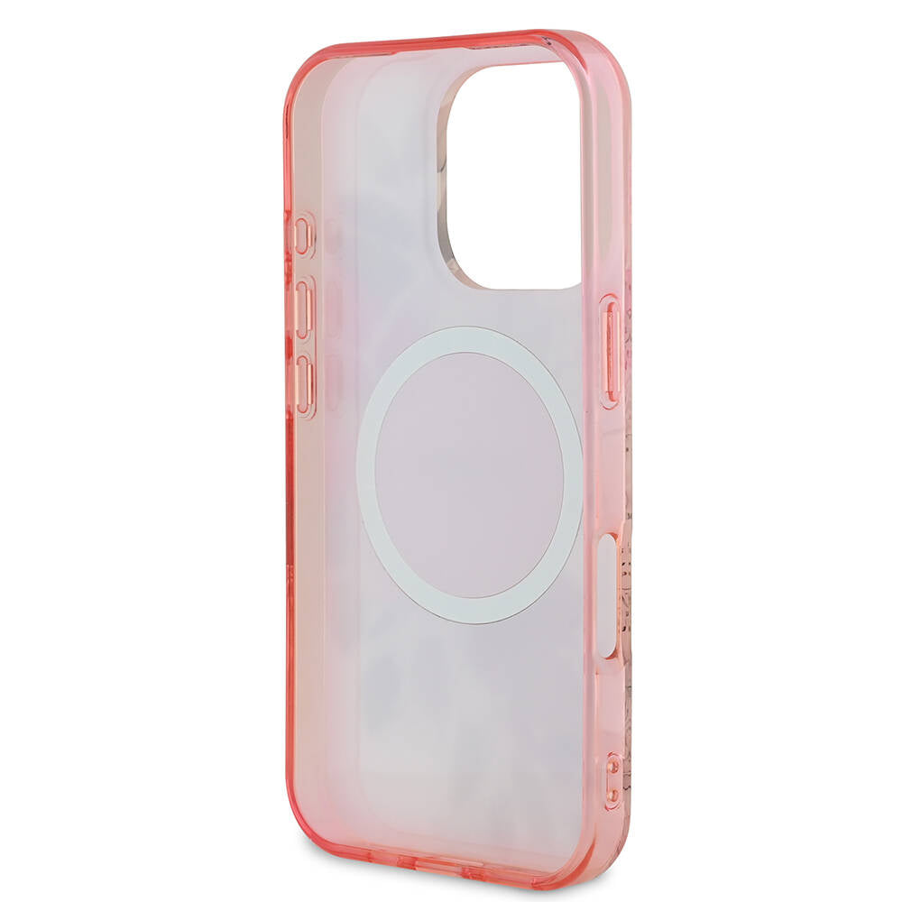 Ovitek MagSafe za Apple iPhone 16 Pro Max, Guess, IML Flower & Tonal Circle, Roza