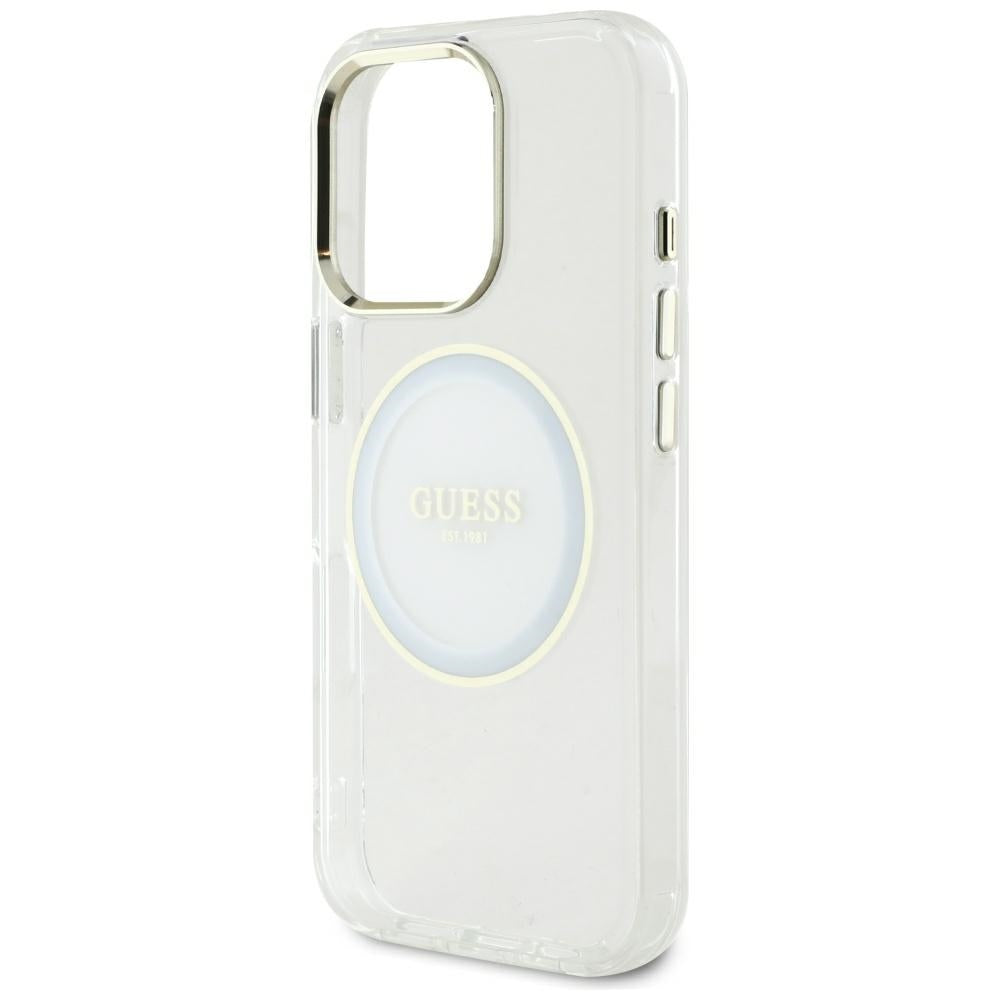 Ovitek MagSafe za Apple iPhone 16 Pro Max, Guess, IML Metal Colored Circle, Bela