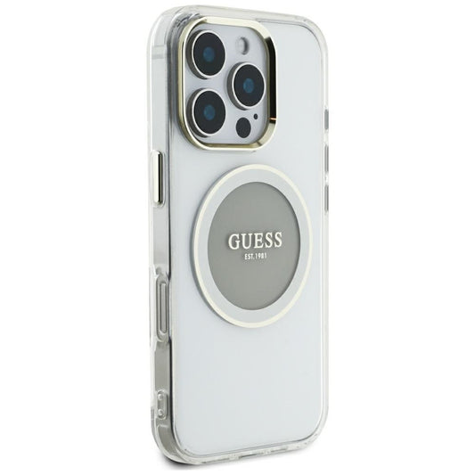 Ovitek MagSafe za Apple iPhone 16 Pro Max, Guess, IML Metal Colored Circle, Siv