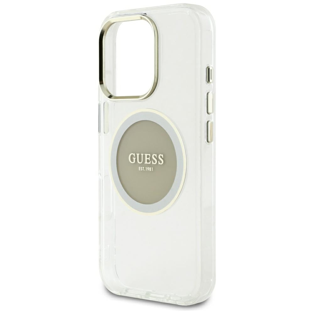 Ovitek MagSafe za Apple iPhone 16 Pro Max, Guess, IML Metal Colored Circle, Siv