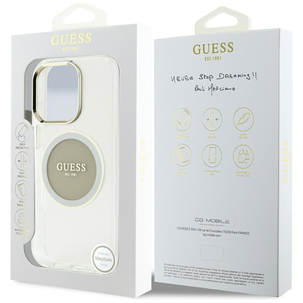 Ovitek MagSafe za Apple iPhone 16 Pro Max, Guess, IML Metal Colored Circle, Siv