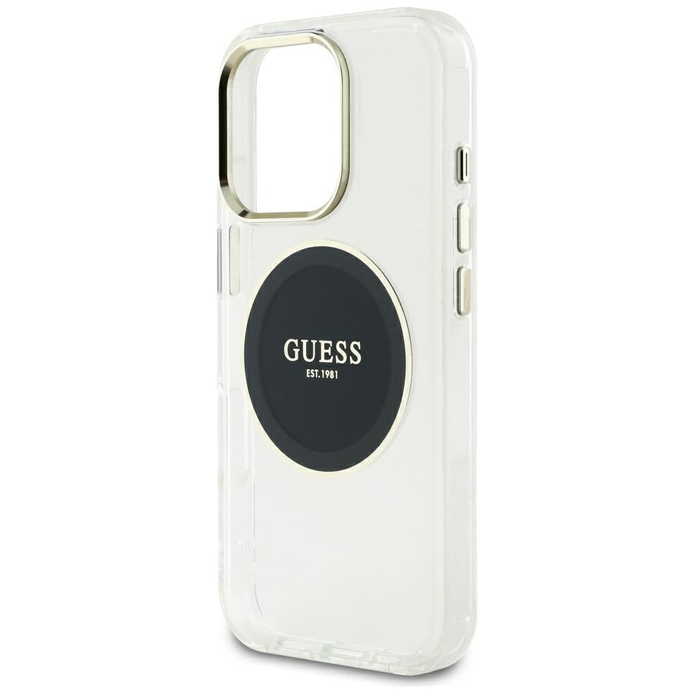 Ovitek MagSafe za Apple iPhone 16 Pro Max, Guess, IML Metal Colored Circle, črn