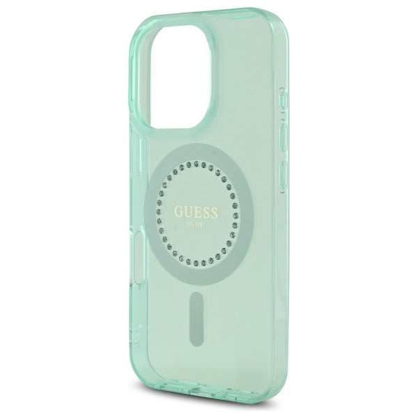 Ovitek MagSafe za Apple iPhone 16 Pro Max, Guess, IML Rhinestone, Zelen