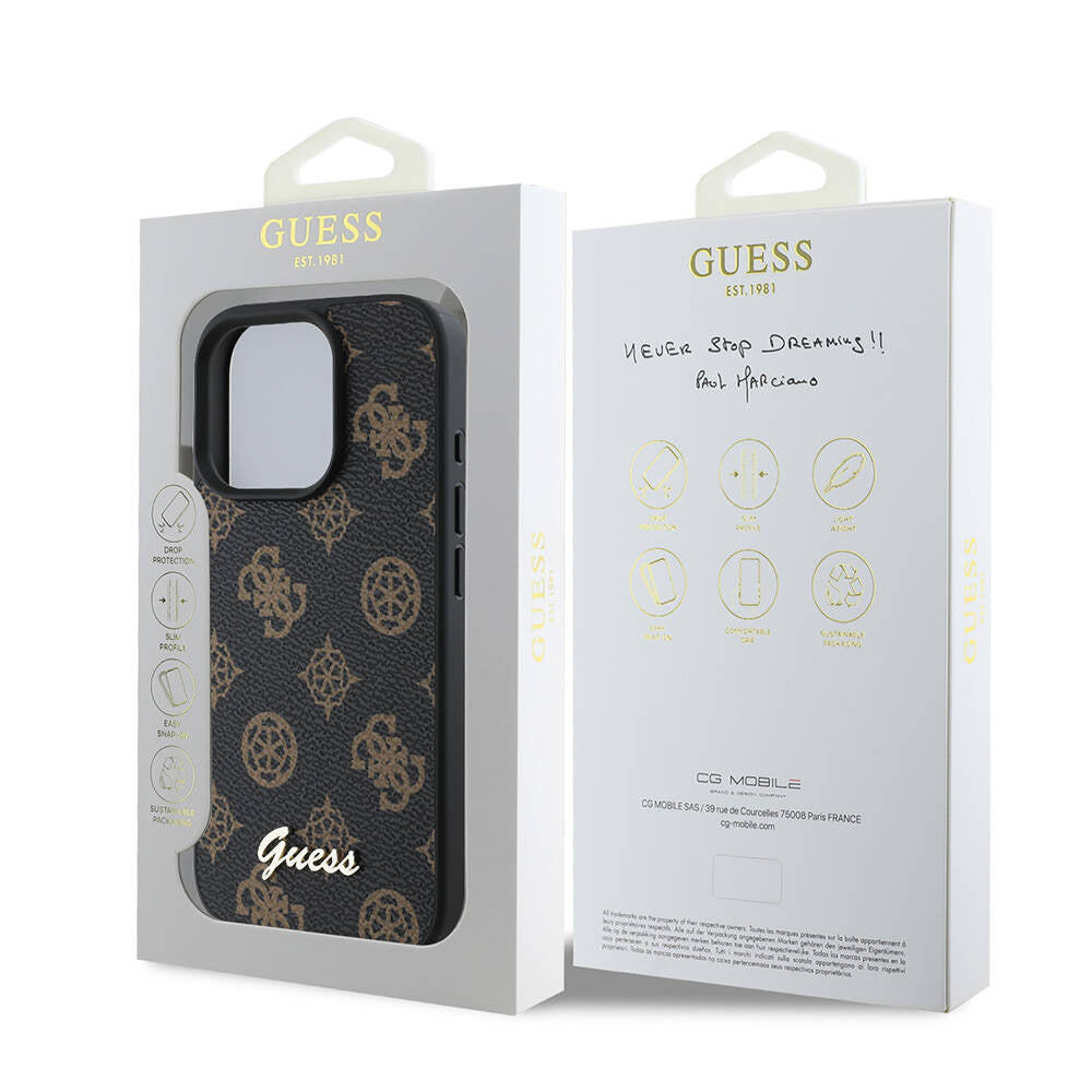 MagSafe ovitek za Apple iPhone 16 Pro Max, Guess, Peony Script, Črna