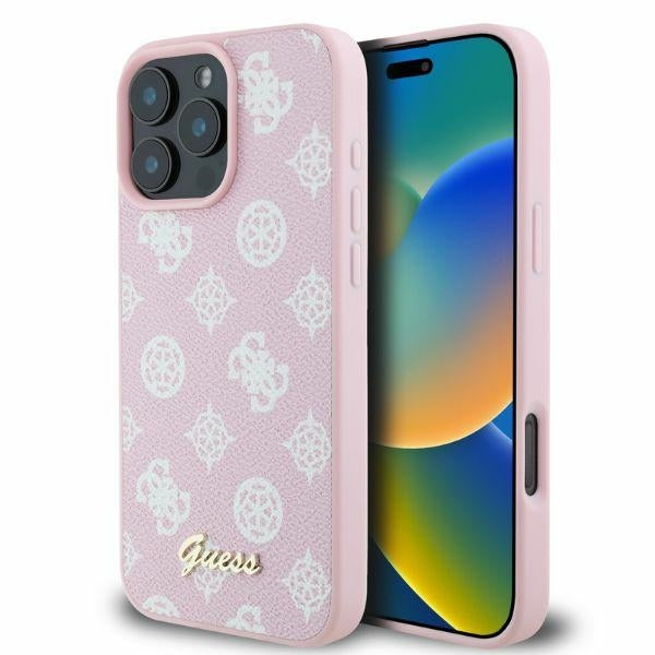 MagSafe ovitek za Apple iPhone 16 Pro Max, Guess, Peony Script, Roza