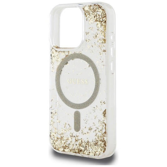 Ovitek MagSafe za Apple iPhone 16 Pro Max, Guess, Resin Bottom Glitter, Zlat