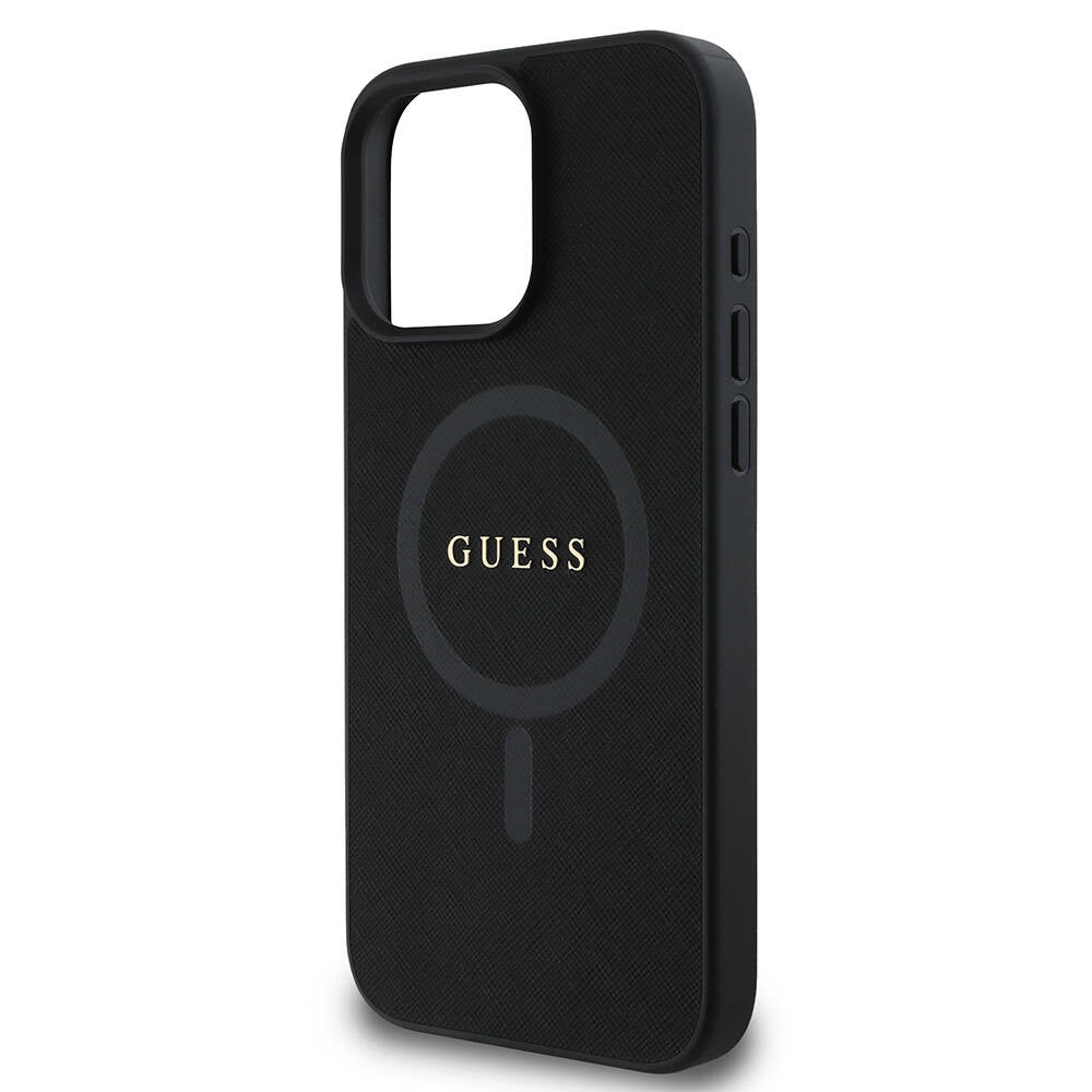 Ovitek MagSafe za Apple iPhone 16 Pro Max, Guess, Saffiano Classic Logo, črn
