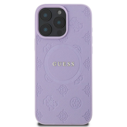 Ovitek MagSafe za Apple iPhone 16 Pro Max, Guess, Saffiano Peony Classic Logo, Vijolična