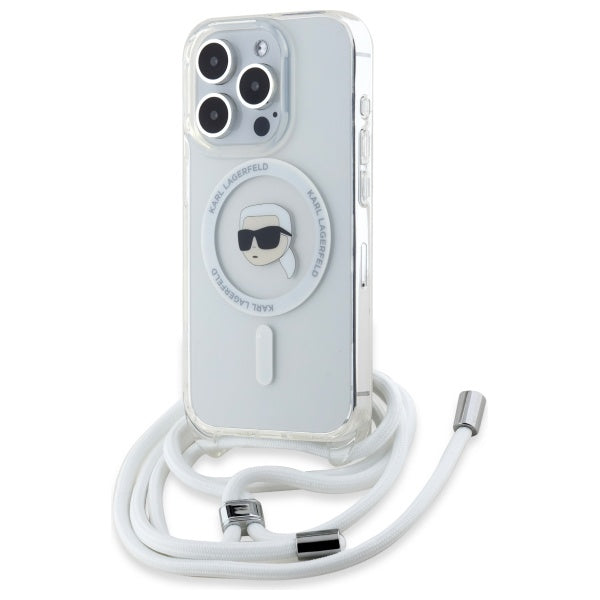 Ovitek MagSafe za Apple iPhone 16 Pro Max, Karl Lagerfeld, IML Crossbody Karl's Head, Prozoren