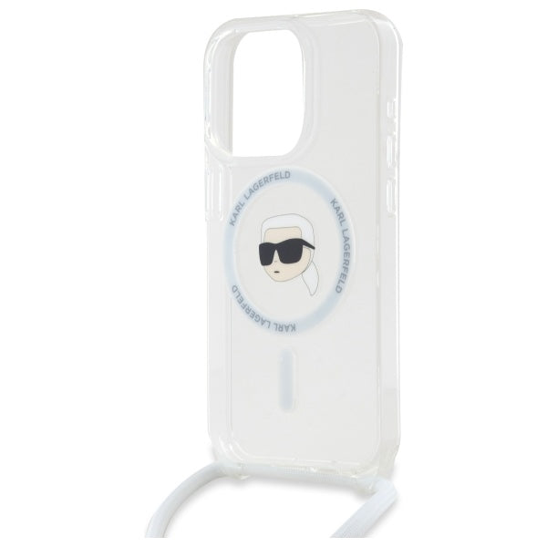 Ovitek MagSafe za Apple iPhone 16 Pro Max, Karl Lagerfeld, IML Crossbody Karl's Head, Prozoren