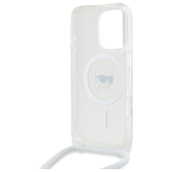 Ovitek MagSafe za Apple iPhone 16 Pro Max, Karl Lagerfeld, IML Crossbody Karl's Head, Prozoren