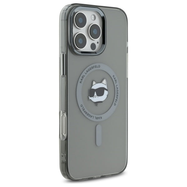 MagSafe Case for Apple iPhone 16 Pro Max, Karl Lagerfeld, IML Metal Choupette's Head, Black