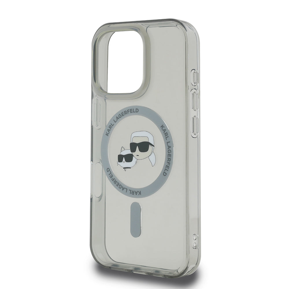 Ovitek MagSafe za Apple iPhone 16 Pro Max, Karl Lagerfeld, IML Metal Karl & Choupette's Heads, Črna