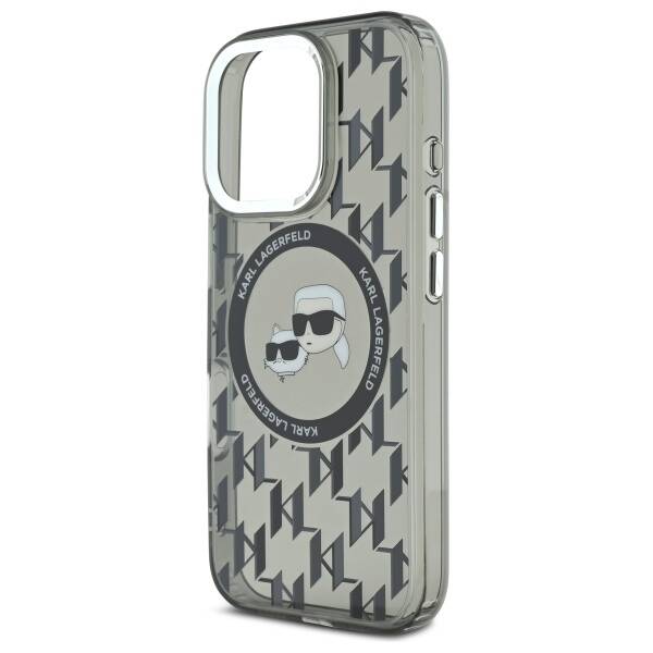 Ovitek MagSafe za Apple iPhone 16 Pro Max, Karl Lagerfeld, IML Monogram Karl & Choupette's Heads, Črn
