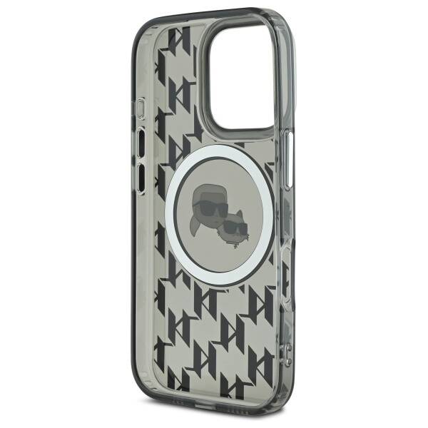 Ovitek MagSafe za Apple iPhone 16 Pro Max, Karl Lagerfeld, IML Monogram Karl & Choupette's Heads, Črn