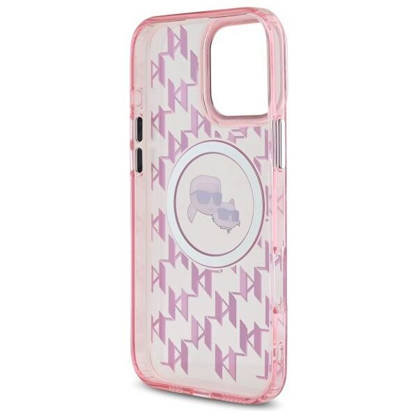Ovitek MagSafe za Apple iPhone 16 Pro Max, Karl Lagerfeld, IML Monogram Karl & Choupette's Heads, Roza