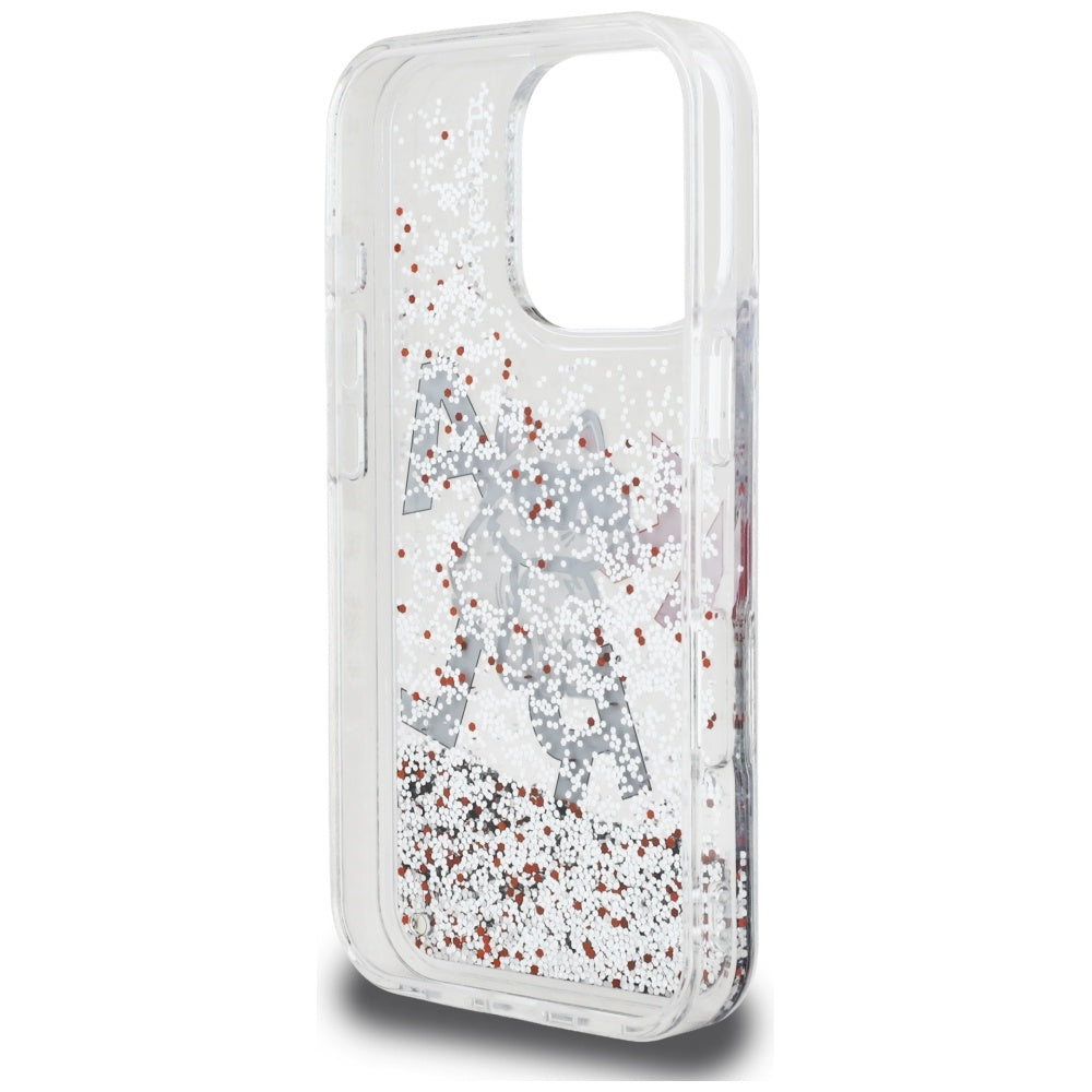 Ovitek MagSafe za Apple iPhone 16 Pro Max, Karl Lagerfeld, Liquid Glitter Choupette Logo, Prozoren