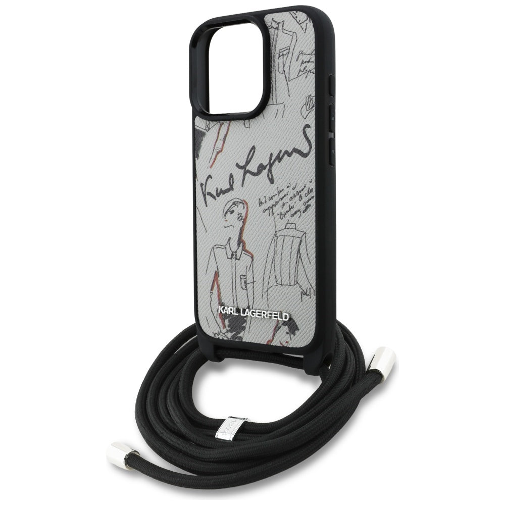 Ovitek MagSafe za Apple iPhone 16 Pro Max, Karl Lagerfeld, Saffiano Crossbody, Siv