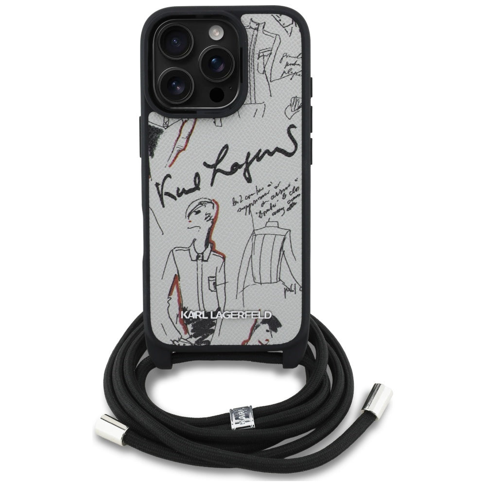 Ovitek MagSafe za Apple iPhone 16 Pro Max, Karl Lagerfeld, Saffiano Crossbody, Siv