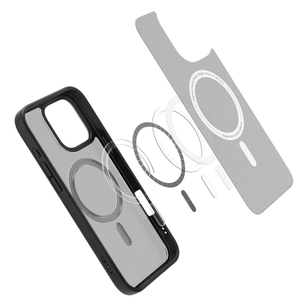 Ovitek MagSafe za Apple iPhone 16 Pro, Spigen, Ultra Hybrid, Črna Satinirana ACS08134