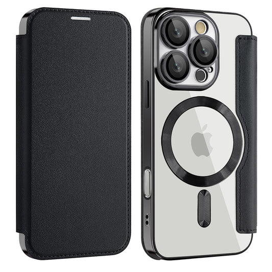MagSafe Case for Apple iPhone 16 Pro, Techsuit, SmartMag Book, Black