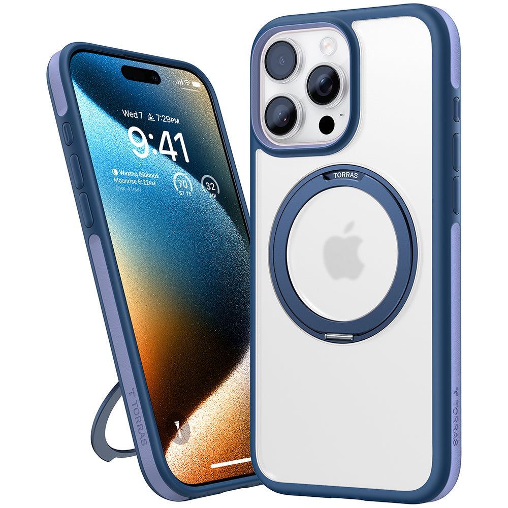 Ovitek MagSafe za Apple iPhone 16 Pro, Torras, Ostand R Fusion, Mornarsko modra